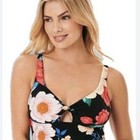 Dreamsuit By Miracle Brands Black Floral Swim Tankini Top Size 10 Nwt