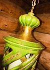 Vintage 60s Retro Mid Century Huge 35    Ceramic W gold Leaf Hanging Swag Lamp