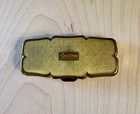 Vintage Stratton Made In England Trinket Pill Box Black W gold Tone Floral Inlay