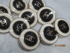 Chanel 10 Buttons Black  White  Gold  Tone Metal Cc   17mm So Pretty Lot 10