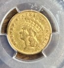 1856-s Three Dollar Indian Gold Coin  3 - Certified Pcgs Vf10- Rare S Mint