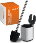 Bathroom Toilet Brush Set Stainless Steel Handle Durable Bristles Silver