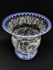 Rare  Antique Bohemian Etched Glass Footed Bowl  Free Shipping