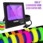 100w Led Black Light Purple Flood Light With Plug For Neon Glow Party Stage Ip66