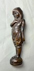Antique 19th Century Figural Bronze Little Girl Child Wax Seal Statue Figure