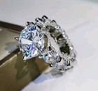 925 Sterling Silver White Zircon Engagement Ring Princess Cut Wedding Ring 5-11