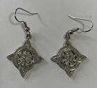 Witches Knot Silvertone Dangle Earrings Witch Wicca Pagan Celtic Viking Symbols 