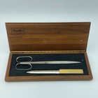 Solingen Germany Mcm Letter Opener Scissors Desk Set Stauffer Wood Box Vintage