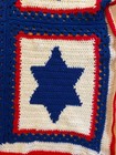 Vintage Handmade Crochet Star Of David Afghan Blanket Judaica Blue White Red
