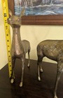Vintage Large Brass Deer Statuettes Pair Set  Buck   Doe 