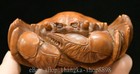 4  Old Chinese Boxwood Hand Carving Lifelike Carving Crabs Statue Sculpture