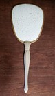 Antique Ornate Handheld Vanity Mirror Gold Tone Art Deco Hollywood Vintage Mcm