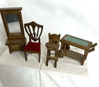 4 Vtg  Concord 1 12 Dollhouse Furniture Tea Cart Hi  Chair Hall Tree Chair