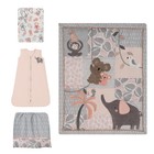 Lambs   Ivy Calypso 4-piece Crib Bedding Set - Pink  Gray  Gold  Animals  Jungle
