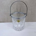 Cristal D Arques France Lead Crystal Ice Bucket Silver Handle Diamond Cut 5in