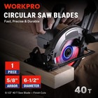 Workpro 6-1 2   Circular Saw Blade 40t Wood Cutting Carbide Tipped Woodworking