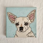 Chihuahua Dog Hand Painted Ceramic Tile Art Trivet By Pumpkin 6  X 6  