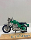Vintage Triumph Bonneville Die Cast Motorcycle Toy Green Miniature