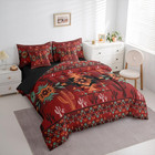 Red Southwestern Aztec Comforter Set With Sheets Twin Size Kids Geometric Vintag