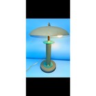 Vintage Mid-century Modern Mushroom Table Lamp     Green Dome Shade W  Teal Accent