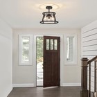 Black Industrial Semi Flush Mount Ceiling Light  3-light Modern 3-light Black