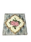 Antique Victorian Art Pottery Tile Rose Hr Johnson England Grey Flower