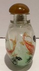 Vintage Glass Snuff Bottle Reverse Hand Painted Inside Koi Fish