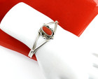 Vintage 925 Sterling Silver Navajo Style Red Coral Cuff Bracelet 11 7g