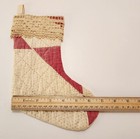 Vtg Handmade Primitive Calico Quilted Christmas Stocking Crochet Lace Trim 9 5 