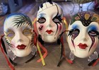 Set Of 3 Mardi Gras Ceramic Masks 
