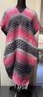 Traditional Mexican False Poncho Fuchsia One Size Fits All Blanket Serape Gaban