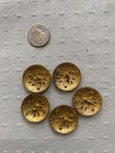 Antique French Buttons  Champleve Enamel  Pierced  Faceted Steels  Set Of 5