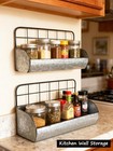 Galvanized Metal Farmhouse Wall Storage Holder Rustic Tin Shelves For Kitchen   