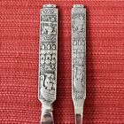 Hardanger Konge Tinn Pewter Norway Cheese Knife   Spoon Viking Norwegian Mcm