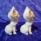 Sugar Glaze Bumpy Cat Figurines Set Of 2 Rhinestones Hand Painted Mcm Vtg Japan