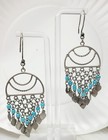 Vintage 900 Silver Dangle Earrings Egyptian Hallmarked Glass Beads