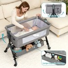 Adjustable Baby Bedside Crib  Foldable Bassinet With Mesh  Net   Large Storage