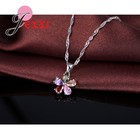 925 Sterling Silver Flower Cz Jewelry Set Pendant Necklace   Dangle Earrings