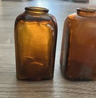 3 Vintage Apothecary Bottles 4    Amber Brown Glass Square Molded 1 W Cork