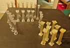 24 Clear Plastic Cake Decorating Pillars   8 Gold Pillars   4 Clear Rods Euc