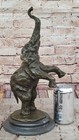 Happy Elephant Bronze Sculpture Statue Art Decor Marble Base Figurine Home Sale