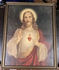 Vintage Sacred Heart Of Jesus Framed Print Catholic Religious Art 13 25x 10 5