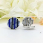 Blue Sapphire Enamel Cufflinks  Sterling Silver Hexagon Design