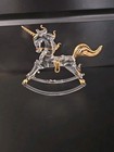 Vintage Hand Blown Glass Rocking Unicorn Figurine W  Gold Accents 