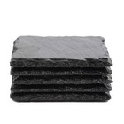 Slate Stone Drink Coasters - Set Of 5 Square Black Natural Edge Stone Drink 