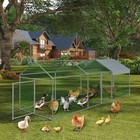 Metal Chicken Coop Run Rabbit Hutch Duck Cage House W  Anti-uv Cover   3-doors