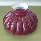 Antique 10    Shade Dark Cherry Cased Glass Melon Ribs Oil Student Lamp Domed 