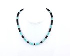 Turquoise Black Onyx Heishi Necklace  Sterling Silver Native American Jewelry  U