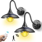 2pk Solar Barn Light Vintage Farmhouse Gooseneck Wall Light Waterproof W  Remote