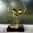 Vintage Brass Flamingos 14  Tall Florida Mcm Kitsch Unsigned Made In Korea